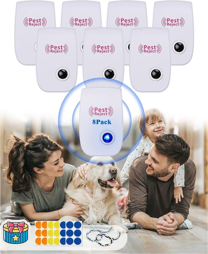 8 Packs Ultrasonic Pest Repeller, Electronic Pest Repellent, Mouse Deterrent Plug in Indoor, Mice denfense Control for Insect, Roach, Mice, Spider, Ant, Bug, Mosquito for House, Hotel