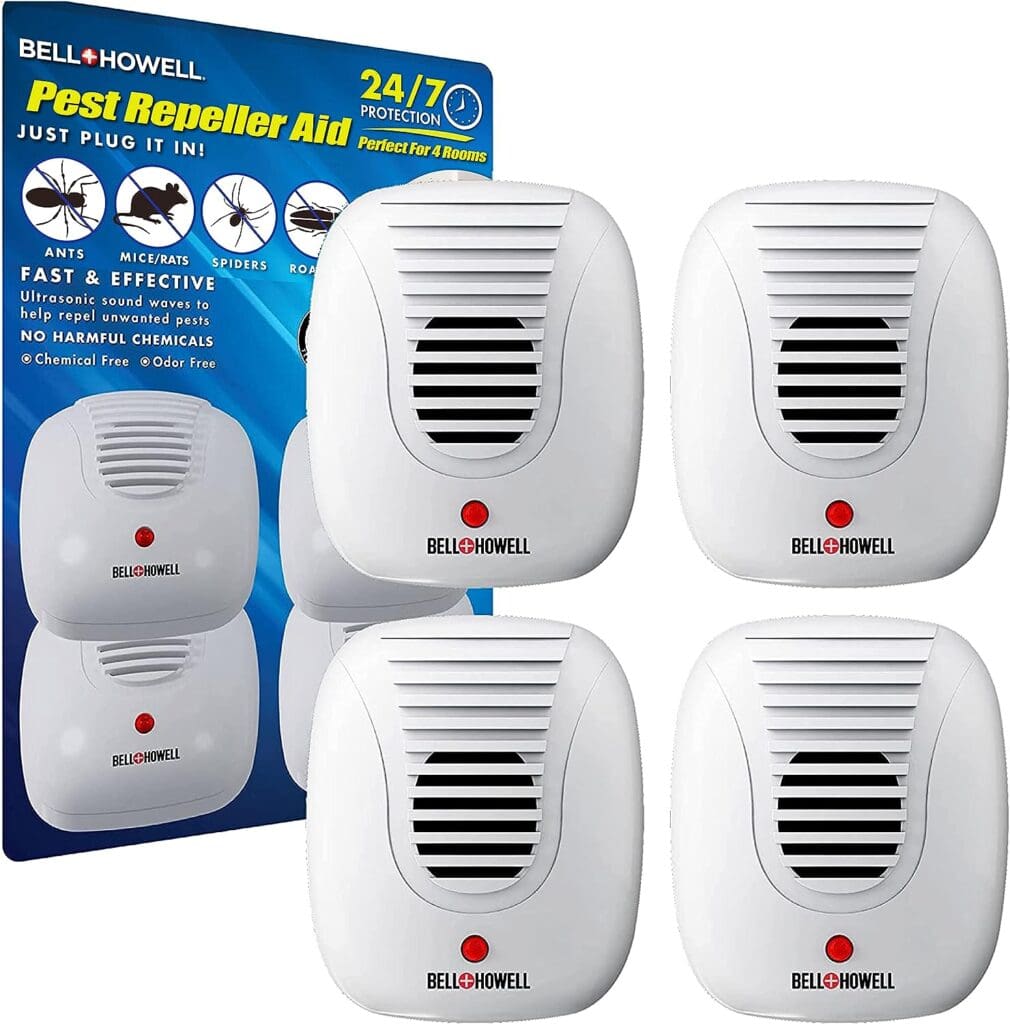 Bell + Howell Ultrasonic Pest Repeller Home Kit (Pack of 4), Ultrasonic Pest Repeller, Pest Repellent for Home, Bedroom, Office, Kitchen, Warehouse, Hotel