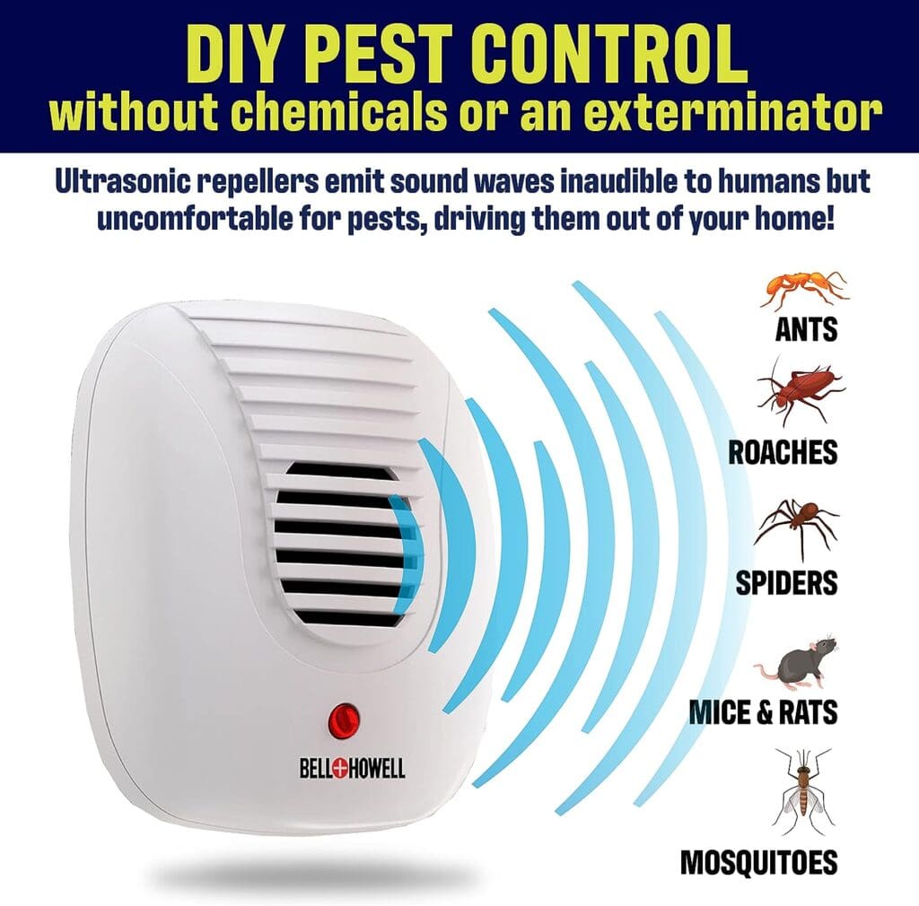 Bell + Howell Ultrasonic Pest Repeller Home Kit (Pack of 4), Ultrasonic Pest Repeller, Pest Repellent for Home, Bedroom, Office, Kitchen, Warehouse, Hotel