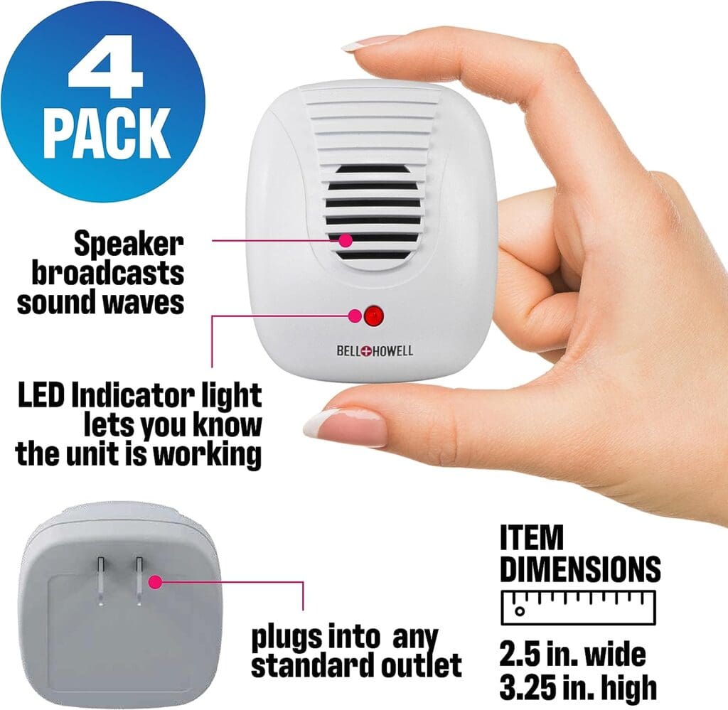 Bell + Howell Ultrasonic Pest Repeller Home Kit (Pack of 4), Ultrasonic Pest Repeller, Pest Repellent for Home, Bedroom, Office, Kitchen, Warehouse, Hotel