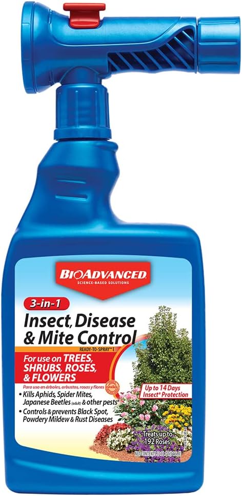 BioAdvanced 3-in-1 Insect Disease and Mite Control I, Ready-to-Spray, 32 oz, (Packaging may vary)