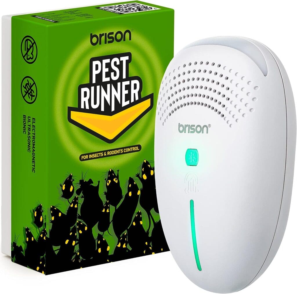 BRISON [1-Pack] Ultrasonic Pest Repeller Plug-in Control Electronic Insect Repellent Gets Rid Mosquito Bed Bugs Roach Spiders Fleas Mice Ants Fruit Fly