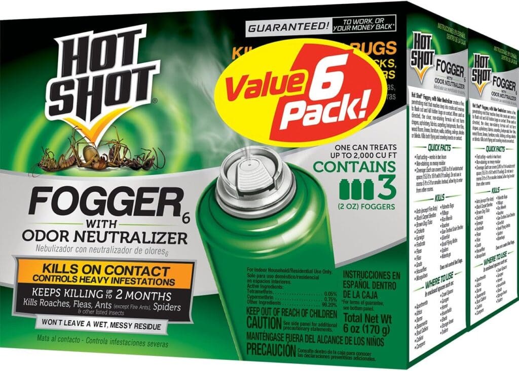 Hot Shot Fogger With Odor Neutralizer, Kills Roaches, Ants, Spiders  Fleas, Controls Heavy Infestations, 3 Count, 2 Ounce Pack of 2