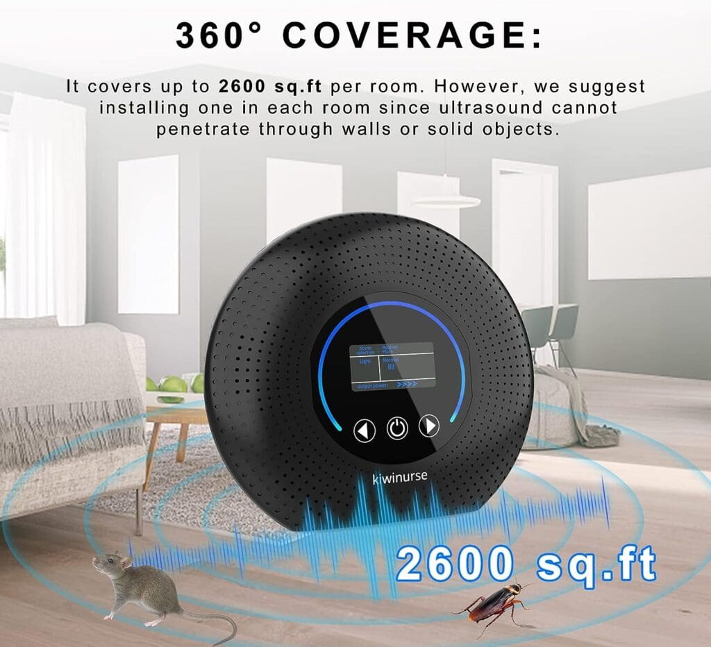 Kiwinurse Ultrasonic Pest Repellent Indoor Squirrel Repeller for Rat,Rodent,Mouse, Bugs, Mosquito, Mice, Spider, Plug-in Deterrent Pest Control for Home, Office, Warehouse, Hotel
