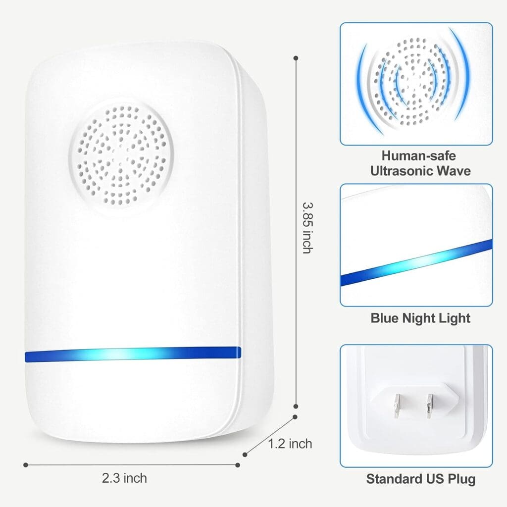 KONIGEVA 6 Packs Ultrasonic Pest Repeller, Pest Control Repeller, Pest Repeller Plug in for Mosquito, Mice, Roach, Spider White 1 Count (Pack of 6)