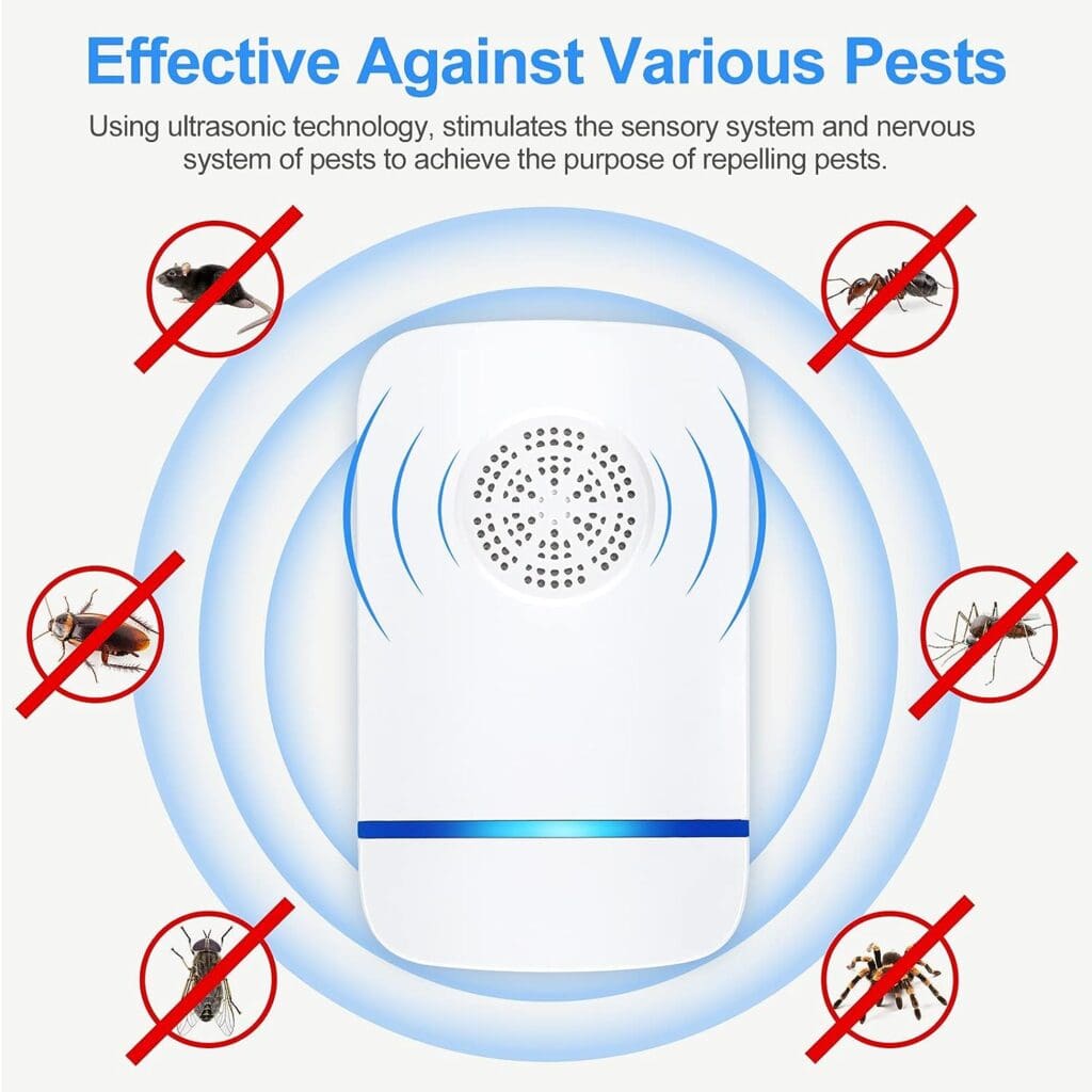 KONIGEVA 6 Packs Ultrasonic Pest Repeller, Pest Control Repeller, Pest Repeller Plug in for Mosquito, Mice, Roach, Spider White 1 Count (Pack of 6)