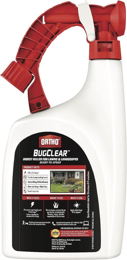 Ortho BugClear Insect Killer for Lawns  Landscapes Ready to Spray - Kills Ants, Spiders, Fleas, Ticks, Armyworms  Other Insects, Outdoor Bug Spray for up to 6 Month Insect Control, 32 oz.