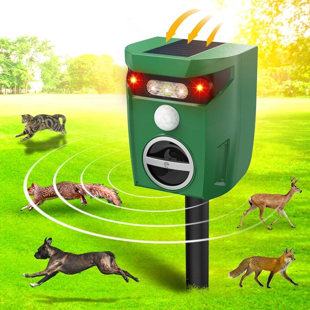 Redeo Animal Repeller Ultrasonic Outdoor: Solar Powered Animal Repellent Cat Repeller Deer Deterrent Devices for Rabbit Mole Dog Fox Squirrel Raccoon Skunk Rat