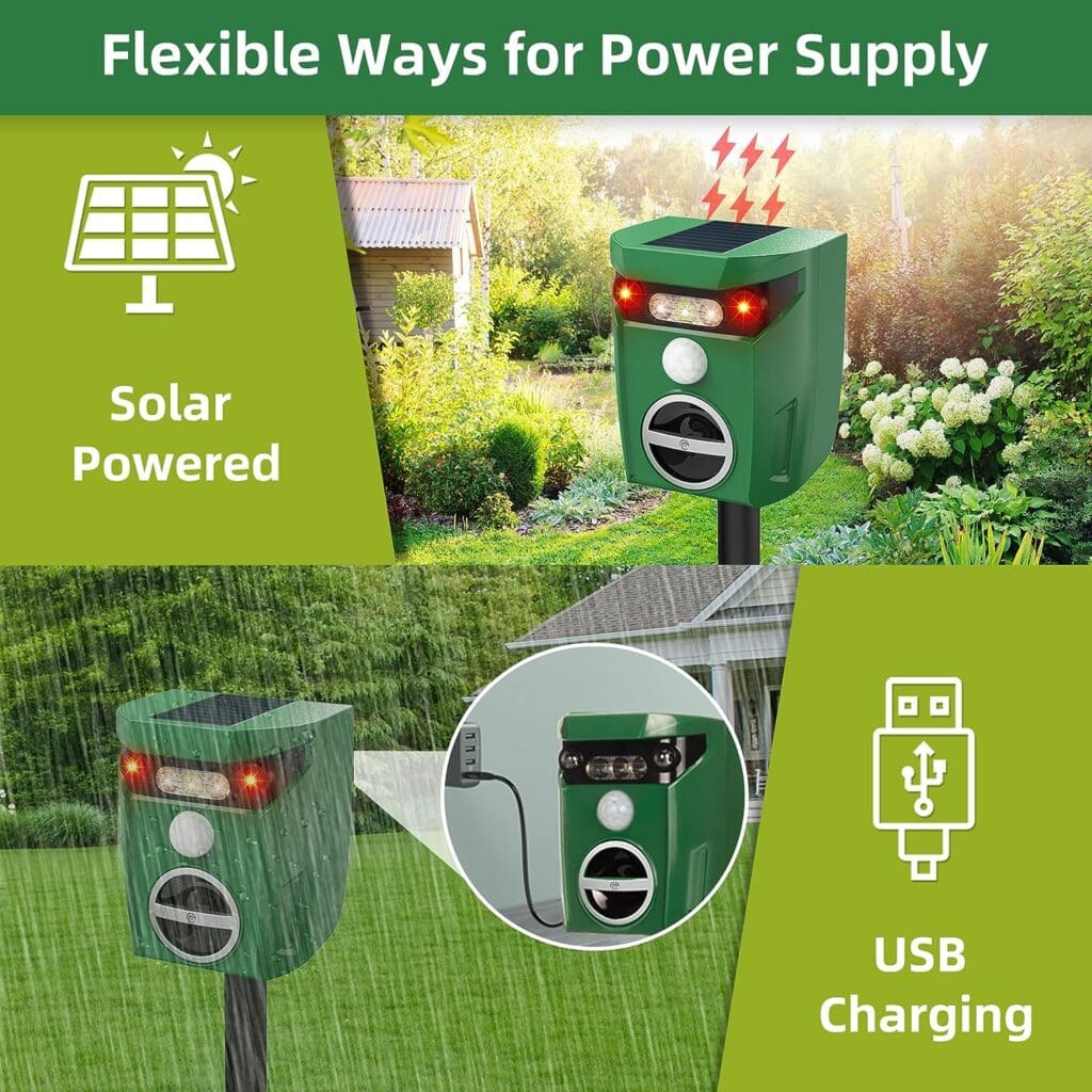 Redeo Animal Repeller Ultrasonic Outdoor: Solar Powered Animal Repellent Cat Repeller Deer Deterrent Devices for Rabbit Mole Dog Fox Squirrel Raccoon Skunk Rat