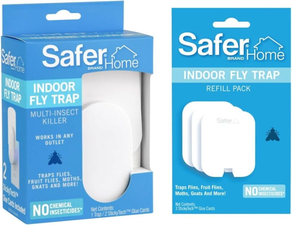 Safer Home SH502 Indoor Plug-in Fly Trap  Safer Home SH503 Indoor Plug-in Fly Trap Refill Pack of Glue Cards for SH502 Indoor Fly Trap – 3 Pack