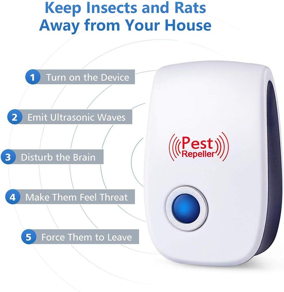 Ultrasonic Pest Repeller 6 Pack – Electronic Repellent for Pest Control – Rodent Repellent Indoor, Ultrasonic Indoor Pest Repellent, Plug-in, for Mosquito, Insect, Mice, Spider, Bug, Ant, Cockroach