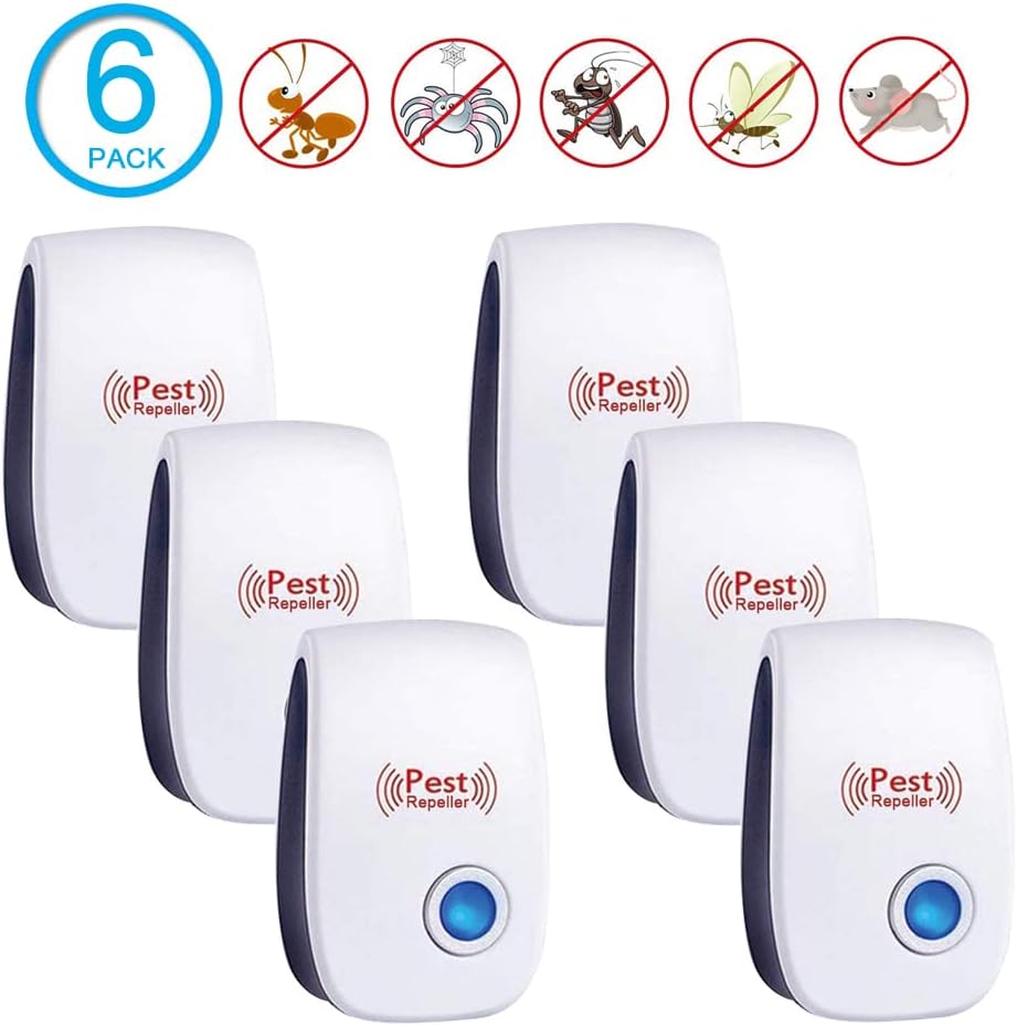 Ultrasonic Pest Repeller 6 Pack – Electronic Repellent for Pest Control – Rodent Repellent Indoor, Ultrasonic Indoor Pest Repellent, Plug-in, for Mosquito, Insect, Mice, Spider, Bug, Ant, Cockroach