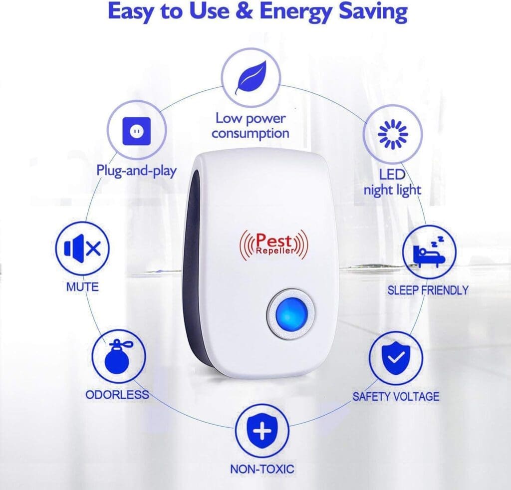 Ultrasonic Pest Repeller 6-Pack, Indoor Plug in Pest Control, Pest Repellent for Mouse, Spider, Insect, Roach, Rodent, Mosquito Repellent for Hotel House Office Garage Warehouse
