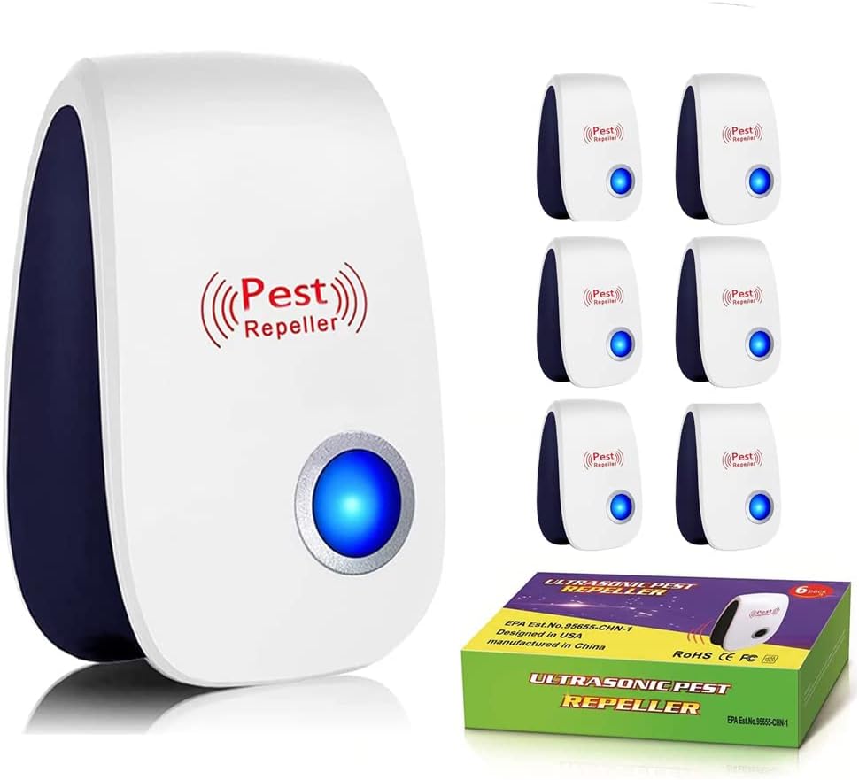 Ultrasonic Pest Repeller 6 Pack,Mouse Repellent Ultrasonic Plug in Pest Repellent,Mice Repellent Plug-Ins,Mosquito Repellent Indoors,Pest Control for Insect, Spider,Ant,Cockroach,Rodent Repellent