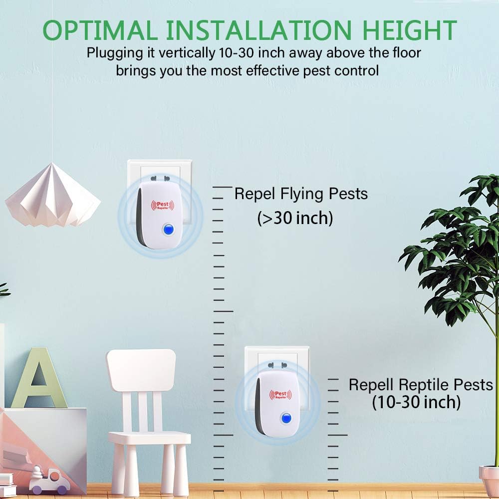 Ultrasonic Pest Repeller 6 Packs Electronic Plug in Indoor Sonic Repellent pest Control for Bugs Roaches Insects Mice Spiders Mosquitoes