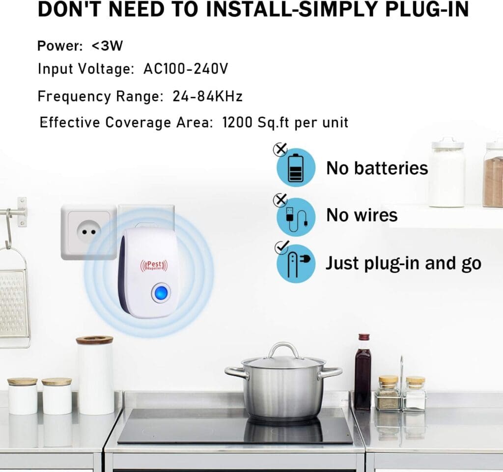 Ultrasonic Pest Repeller 6 Packs, Electronic Plug in Sonic Repellent pest Control for Bugs Insects Roaches Mice Spiders Rodents Mosquitoes