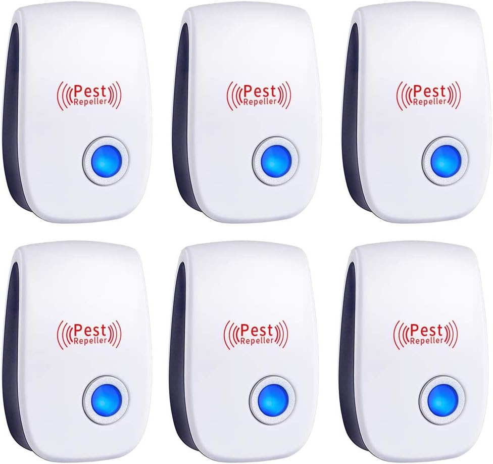 Ultrasonic Pest Repeller 6 Packs, Electronic Plug in Sonic Repellent pest Control for Bugs Insects Roaches Mice Spiders Rodents Mosquitoes