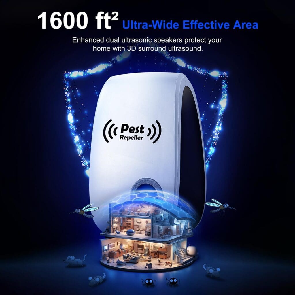 Ultrasonic Pest Repeller 6 Packs, Indoor Mouse Repellent, Electronic Plug in Pest Control for Roach, Ant, Rodent, Mice, Mosquito, Spider Repellent for House, Garage, Warehouse