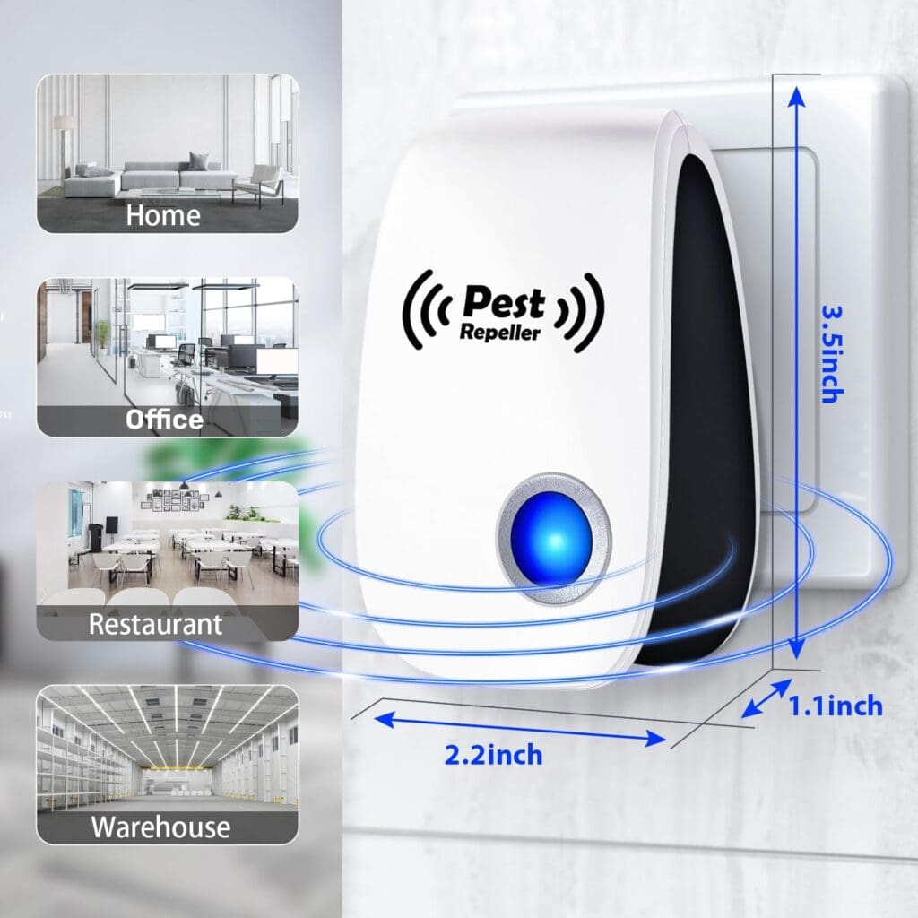 Ultrasonic Pest Repeller 6 Packs, Indoor Mouse Repellent, Electronic Plug in Pest Control for Roach, Ant, Rodent, Mice, Mosquito, Spider Repellent for House, Garage, Warehouse
