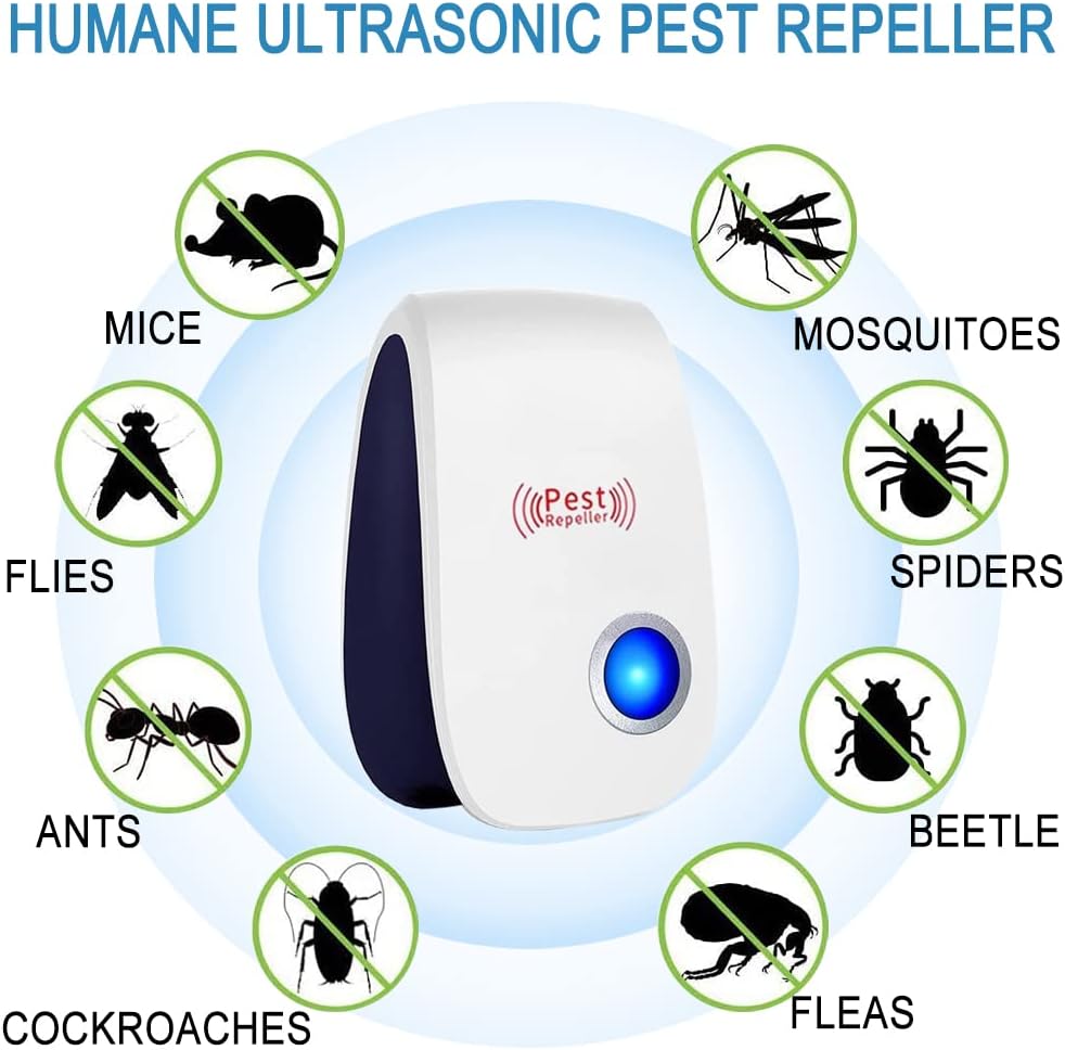 Ultrasonic Pest Repeller 8 Pack Electronic Pest Repellent Plug in Indoor Insect Repellent Mosquito Repellent for Roaches, Spider, Mice, Bugs, Pest Control for Home, Warehouse, Kitchen