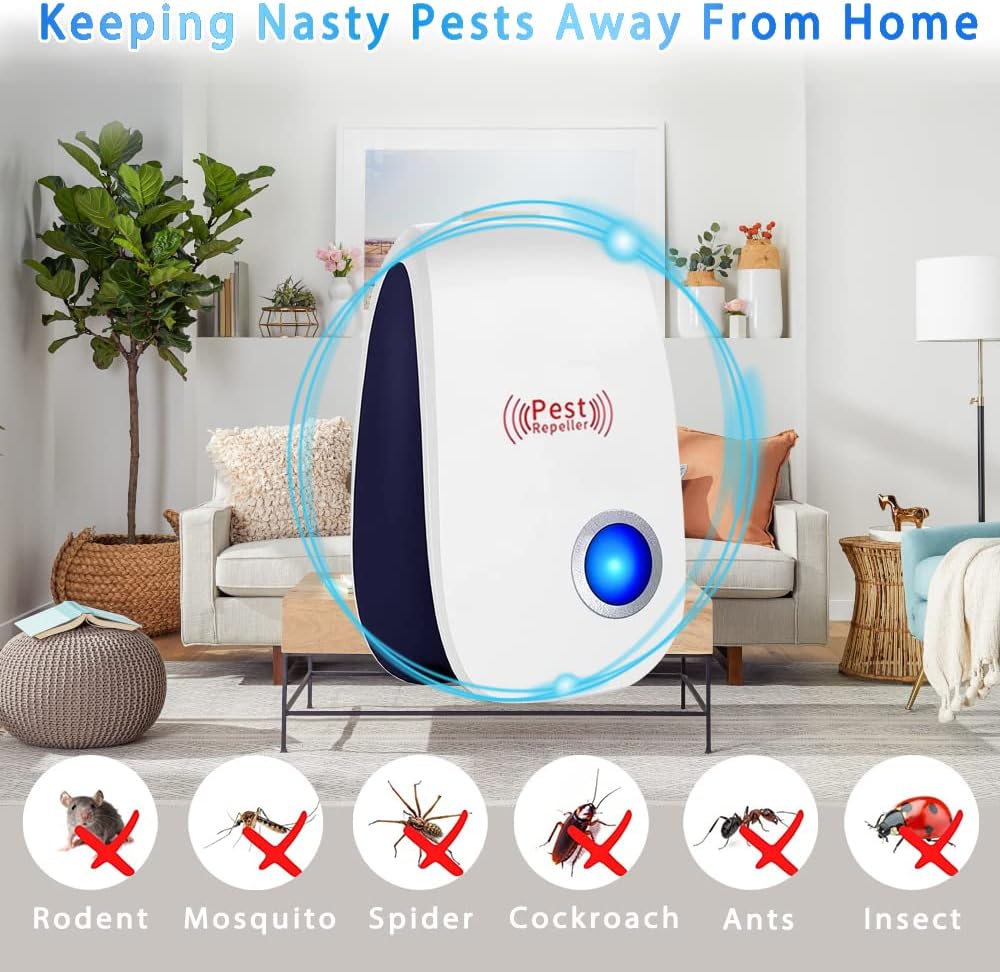 Ultrasonic Pest Repeller 8 Pack Electronic Pest Repellent Plug in Indoor Insect Repellent Mosquito Repellent for Roaches, Spider, Mice, Bugs, Pest Control for Home, Warehouse, Kitchen