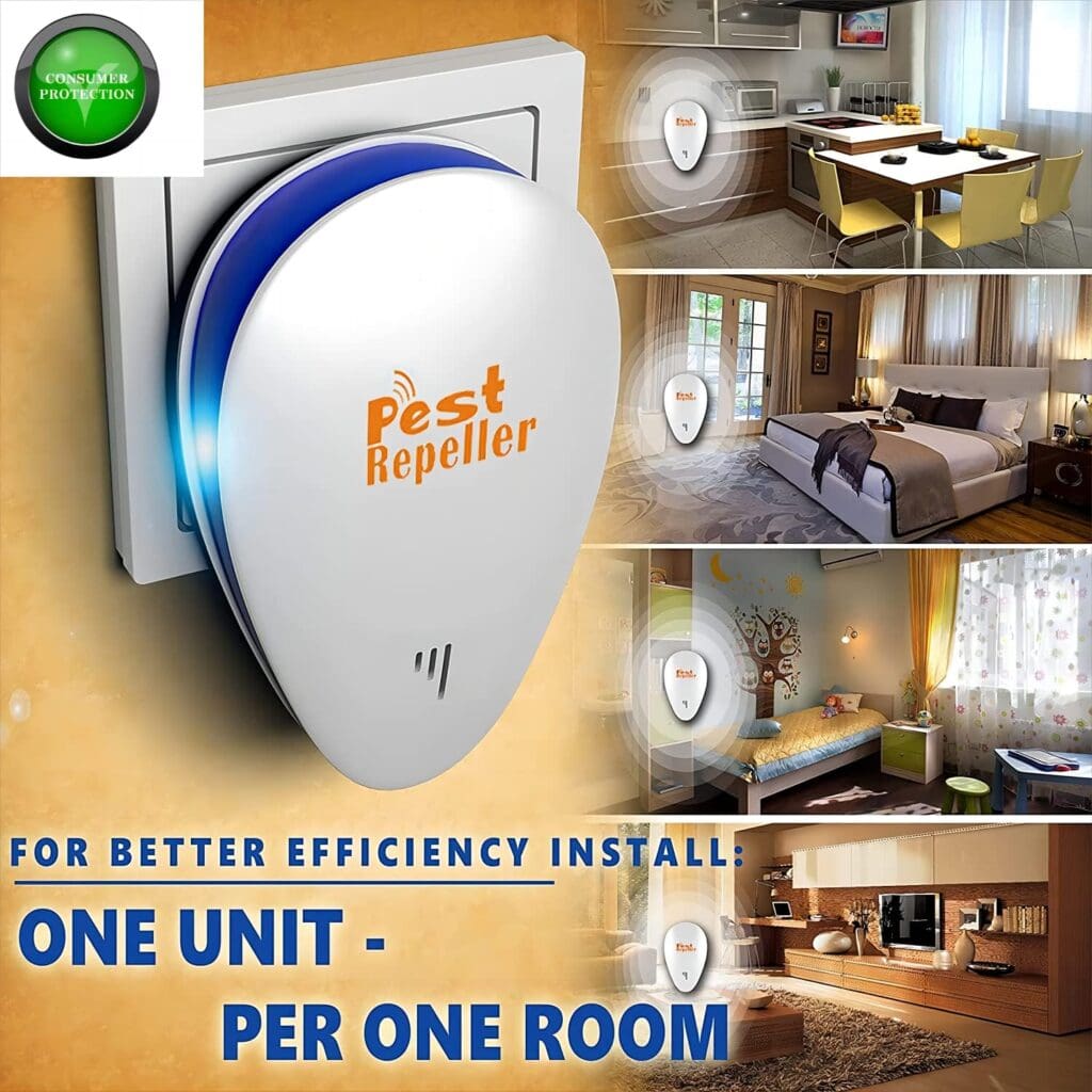 Ultrasonic Pest Repeller A1000–6 Pack of – Rodent Repellent Indoor, Ultrasonic Indoor Pest Repellent–Electronic Repellent for Pest Control, Plug-in, for Mosquitos, Roaches, Spiders,
