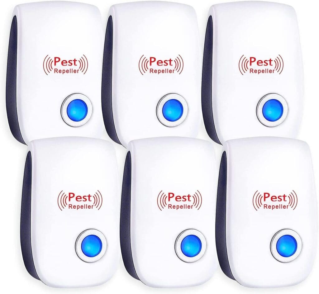 Ultrasonic Pest Repeller, Indoor Pest Control, Pest Repellent Ultrasonic Plug in, Indoor Ultrasonic Repellent for Roach, Rodent, Mouse, Bugs, Mosquito, Mice, 6 Packs