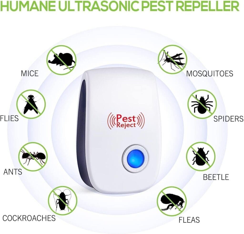 Ultrasonic Pest Repeller, Mouse Repellent, Indoor Pest Control, Pest Repellent Ultrasonic Plug in, Spider Repellent, Indoor Ultrasonic Repellent for Roach, Rodent, Mouse, Bugs, Mosquito, Mice, 6 Packs
