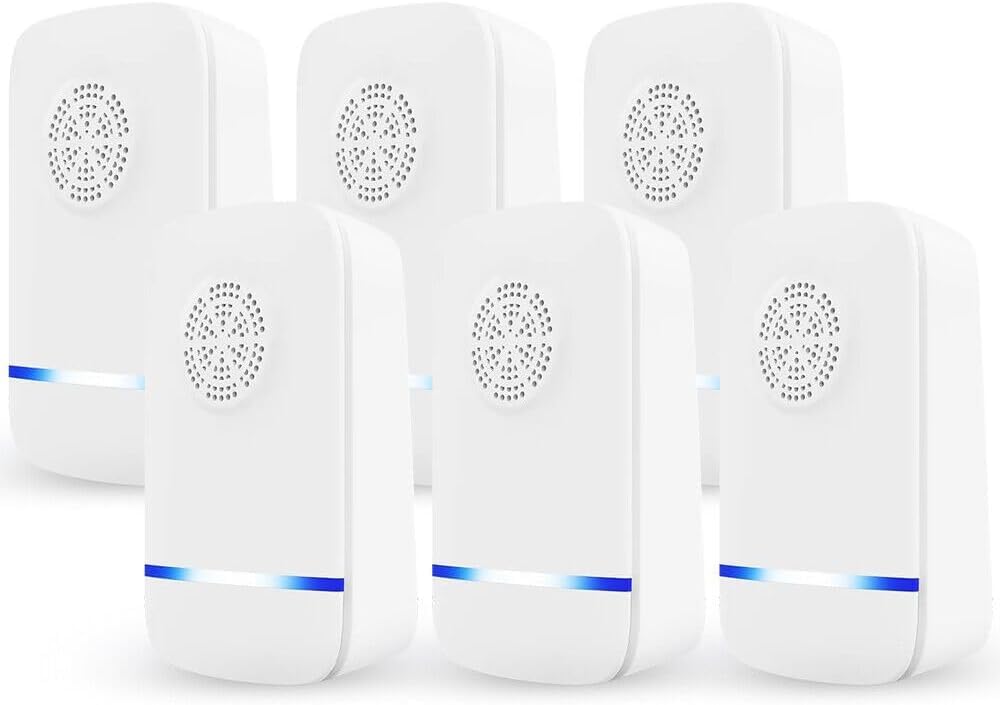 Ultrasonic Pest Repeller Plug in 6 Pack Repellent Control - Get Rid of Mosquito, Mice, Cockroach Spider Bed Bug Squirrel Fly Wasp Ant Rodent Mice Indoor, Outdoor, Patio Home Roach Infestation Fix